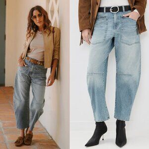 Nili Lotan Shon Jean Summer Wash Barrel Leg Denim Size 31